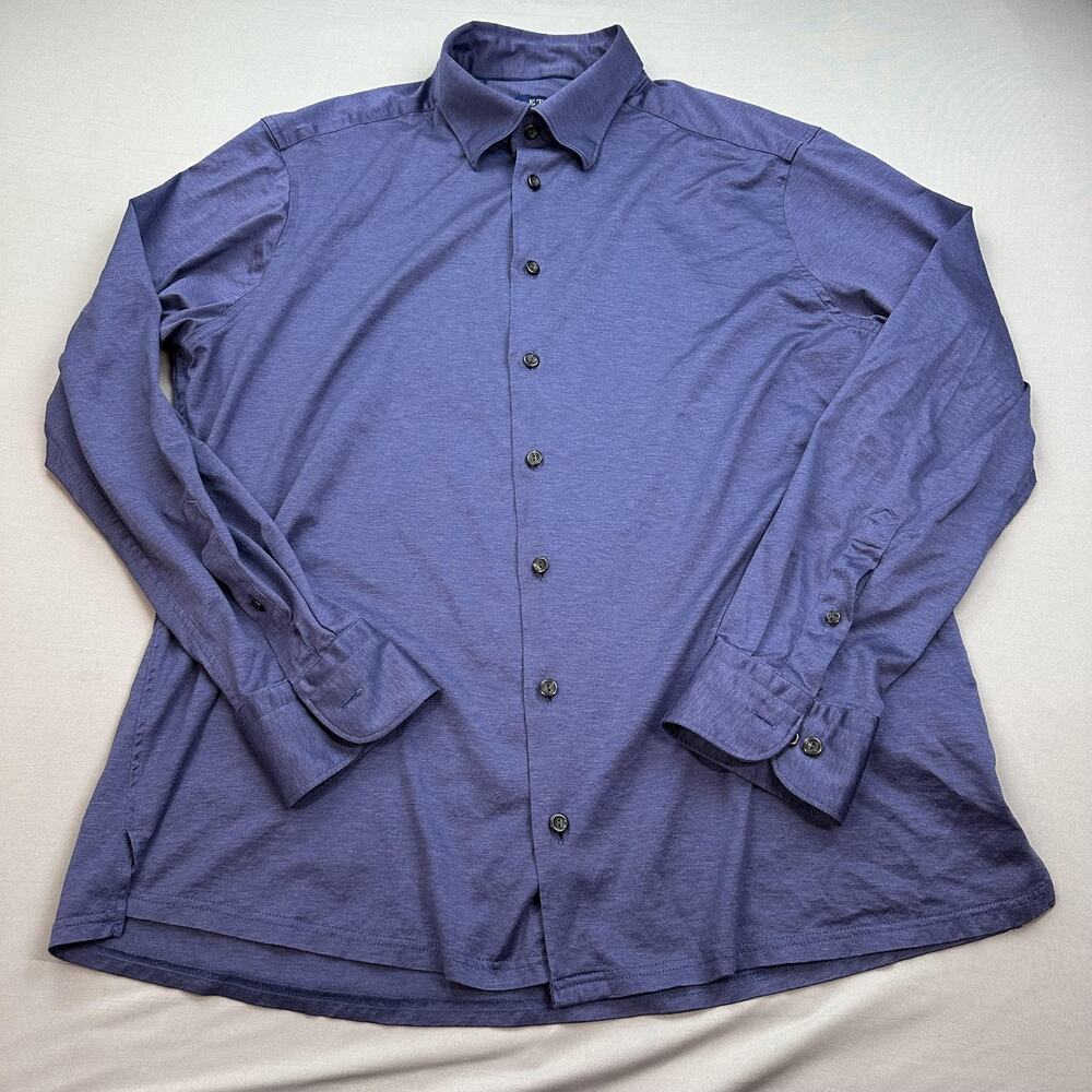Eton Shirt Mens XL Blue Contemporary Soft Cotton Casual Made Romania